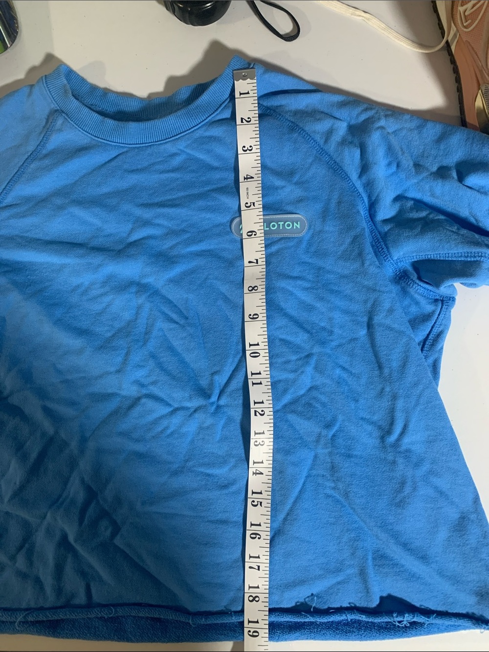 Peloton Sky Blue Cropped Crewneck Sweatshirt - Picture 5 of 6